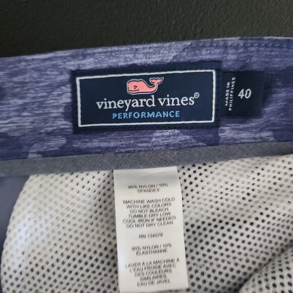 Vineyard Vines Shorts Breaker Short Blue Camo Nylon Spandex Stretch Mens 40 - Picture 7 of 11